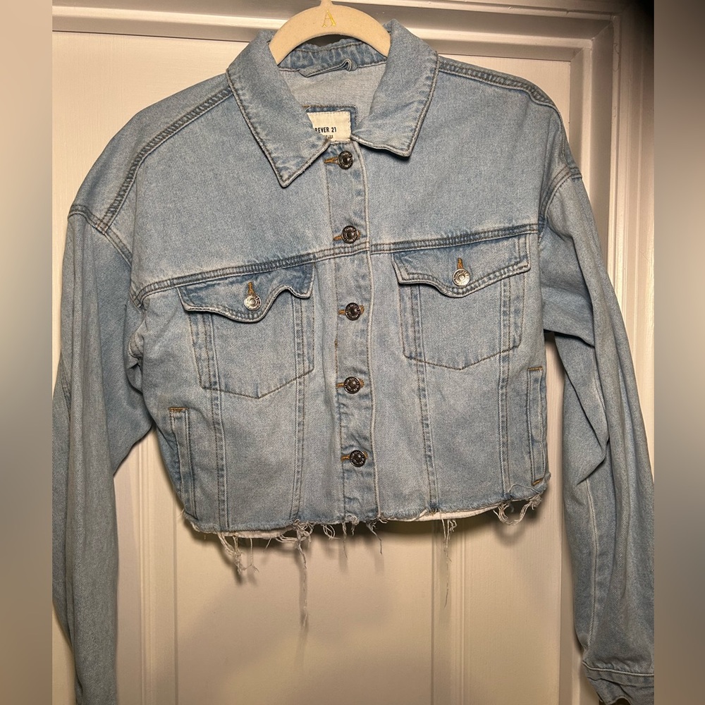 Cropped Light Wash Jean Jacket